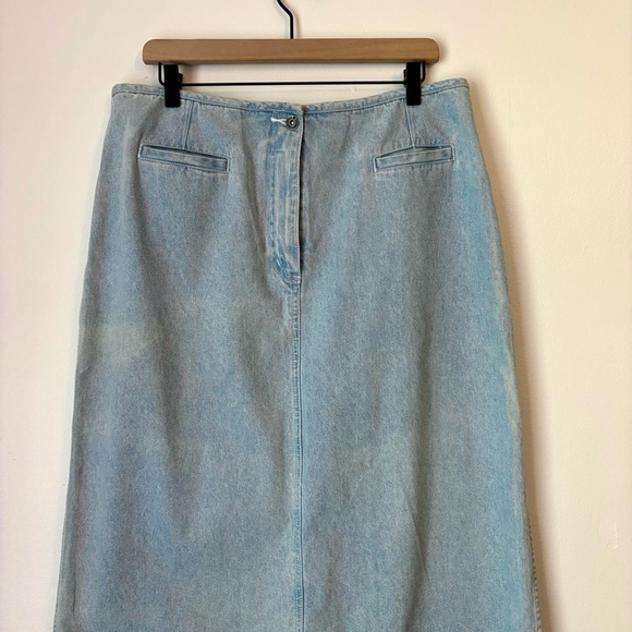Vintage light wash long denim skirt 100% cotton 14 - Picture 3 of 9
